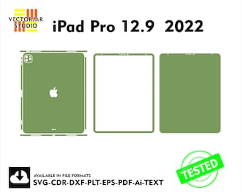 iPad Pro 12.9  2022 Skin vector template file skin die cut layout