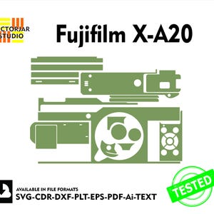 Fujifilm X-A20 Skin vector template file skin die cut layout