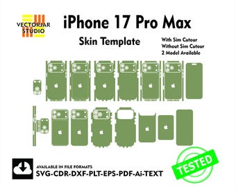 Iphone 17 Pro Max Skin vector template file skin die cut layout