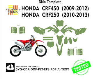 Honda CRF450 (2009-2012) -CRF250 (2010-2013 ) Skin vector template file skin die cut layout