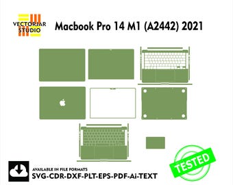 Macbook Pro 14 M1 (A2442) 2021 Skin vector template file skin die cut layout