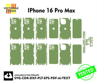 iPhone 16 Pro Max Skin vector template file skin die cut layout