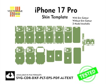 Iphone 17 Pro Skin vector template file skin die cut layout