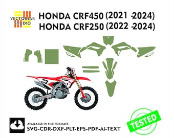 Honda CRF450R (2021-2024)-CRF250R (2022-2024) Skin vector template file skin die cut layout