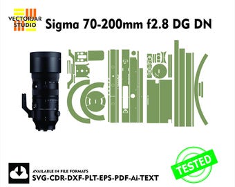 Sigma 70-200 mm f2.8 DG DN Skin vektormallfil skin die cut layout