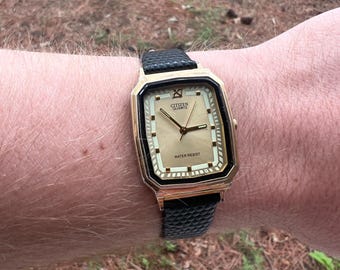Vintage Citizen 6031-K05421 CK Watch Analog Quartz Gold Tone - New Batt + Strap