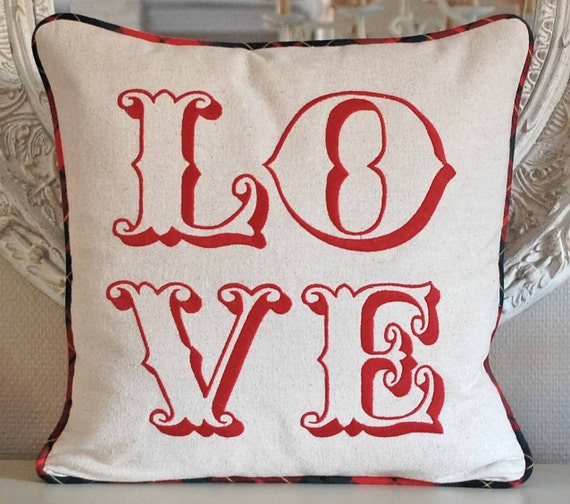 Items similar to Embroidered Love pillow cover on Etsy