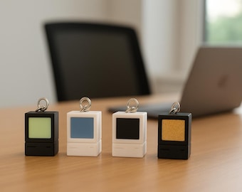 90s Computer Keychain | Retro PC Desk Ornament | Gift for at the office