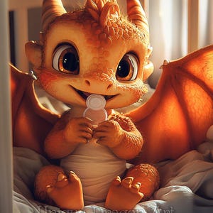 Blue Baby Dragon – Digital Download, Nursery Fantasy Print, Gift for Kids & Dragon Fans