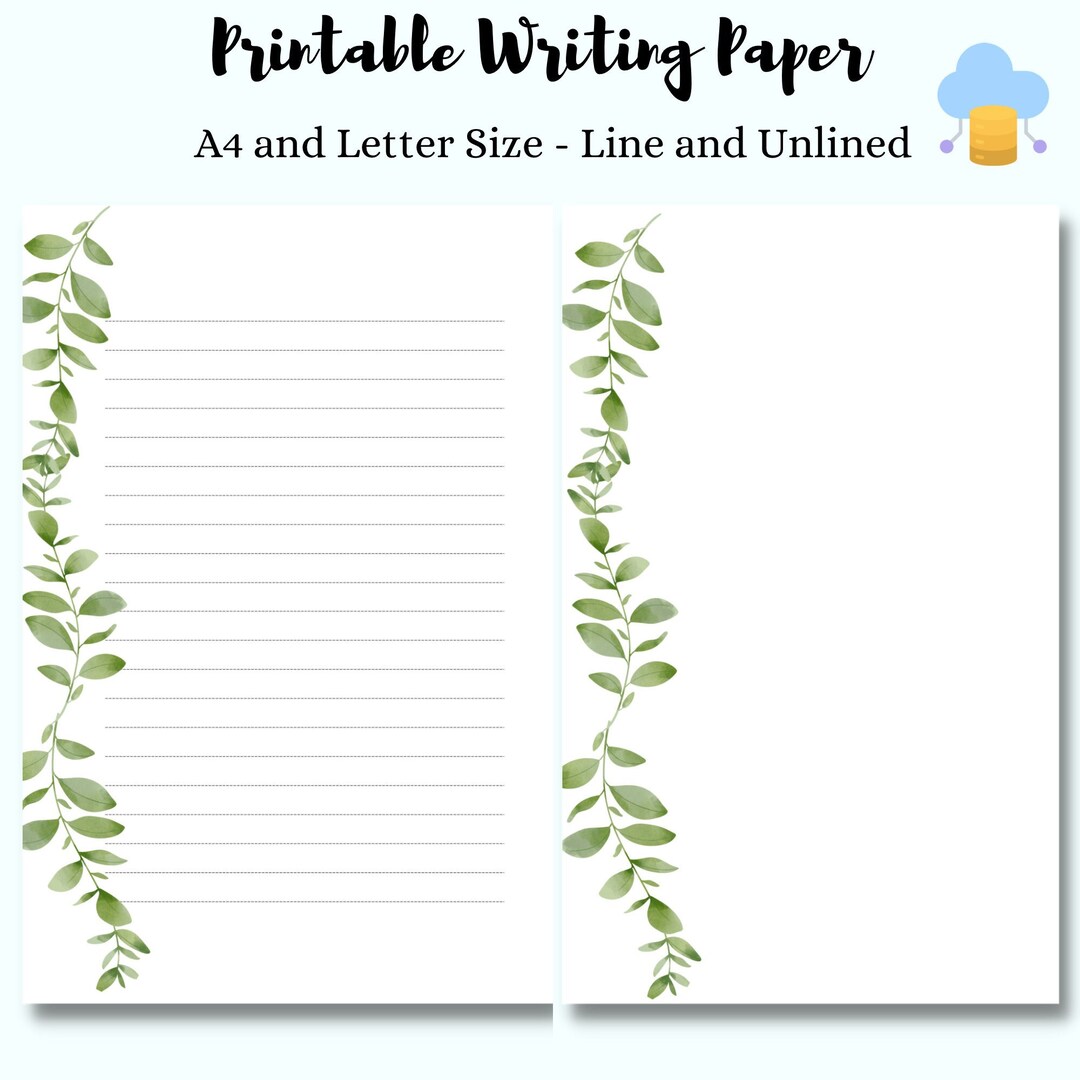 Grünes Blatt Briefpapier zum Ausdrucken/ Blumen Briefpapier zum