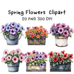 Watercolor Spring Flowers Clipart,Journaling, Scrapbook, Digital Download,Flower Sublimation, Nursery Art | Card Making, Digital Paper Craft