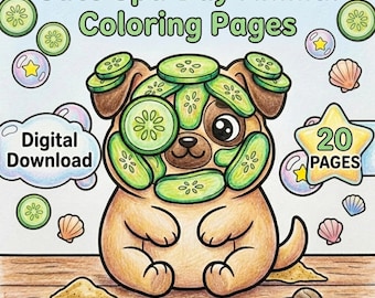 Spa Day Animal Coloring Pages, Kawaii Self Care Printable (Digital Download)