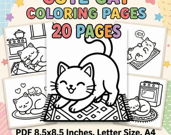 Cute Cat Lover Coloring Pages | Adorable Kittens Coloring Book for Kids & Adults | Relaxing Cat-Themed Line Art for Stress Relief