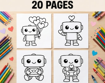 Dibujos de robots para colorear para niños: adorables dibujos de robots para colorear, fáciles y divertidos, para imprimir. Actividad preescolar para niños pequeños.