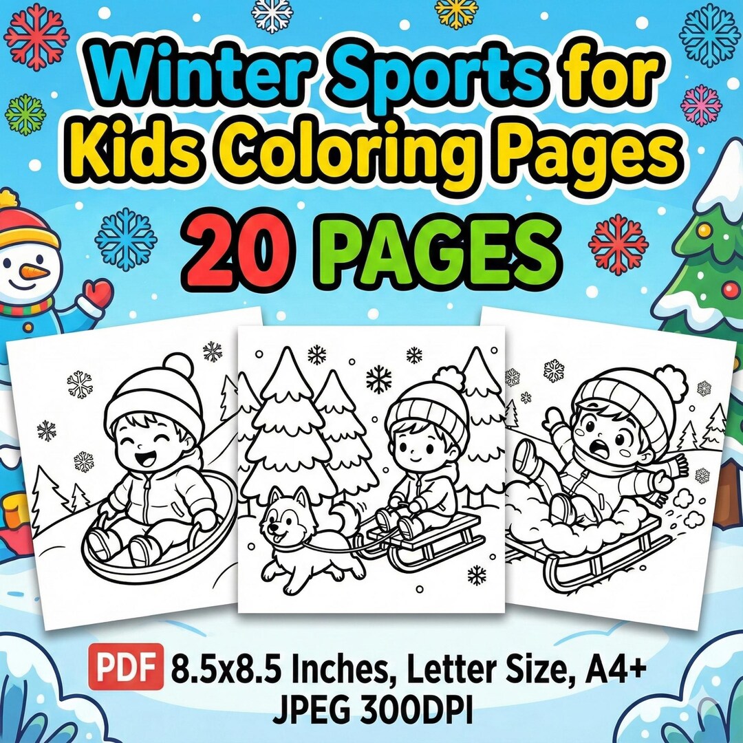Winter Sports Coloring Pages for Kids – Fun Printable Activities for ...