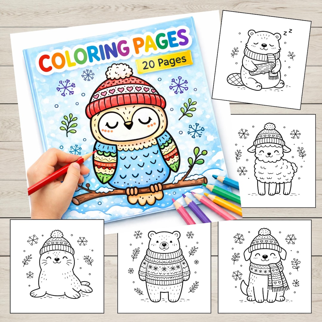 Winter Animal Coloring Pages for Kids | Cute Arctic Animals Activity ...
