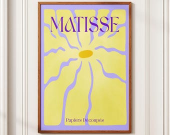 Matisse-Inspired Abstract Floral Art - Vintage Botanical Wall Decor, Purple Yellow Abstract Print, High Quality Digital Download, Matisse