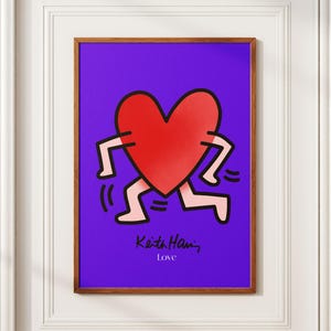 Love Heart - Keith Haring Inspired Pop Art Print, Iconic Street Art Design, Digital Download, Perfect for Home Decor, Art Lovers Gift