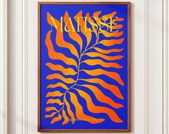 Matisse-Inspired Abstract Art Print, Vibrant Orange and Blue Wall Decor, Digital Download, High Quality Resolution, Vibrant, Statement, Art