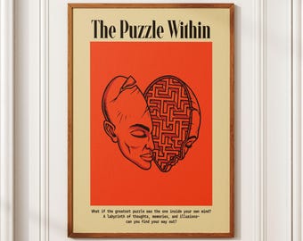 The Puzzle Within - Mindful Reflection Art Print, Introspective Mental Health Inspiration, Mindfulness Wall Art, Self-Reflection Gift