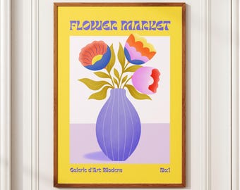 Flower Market - Modern Floral Art Print, Digital Download, Home Decor Inspiration, Nature Inspired, Garden, Vibrant, Decor