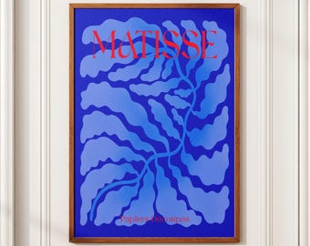 Matisse-Inspired Abstract Art Print - Blue Red Wall Decor, Digital Download, High Quality Resolution, Abstract, Vibrant, Contemporary