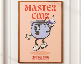 Master Cook - Funny Chef Poster, Vintage Retro Kitchen Wall Art | Digital Download Print, Home Decor Gift, Chef Gourmet Decor, Cooking