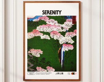 Serenity - Petals Dance in Gentle Breeze, Ueno Park Sakura Bloom, Natures Ephemeral Beauty, Japanese Garden Art Print