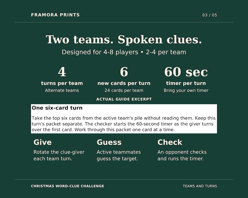 Printable Team Letters Christmas Word Clue Game Printable, 48 Team Guessing Cards, Three or ...