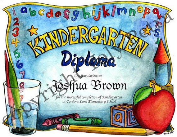 items similar to kindergarten diploma pdf or jpeg on etsy