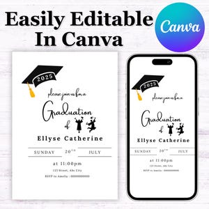 Graduation Invitation Template | Graduation Party Invite | University Grad Announcement | Graduation Party |Canva Editable