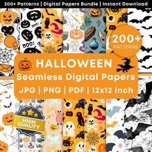 Halloween Digital Paper Bundle: 200+ Seamless Spooky Patterns (Instant Download)