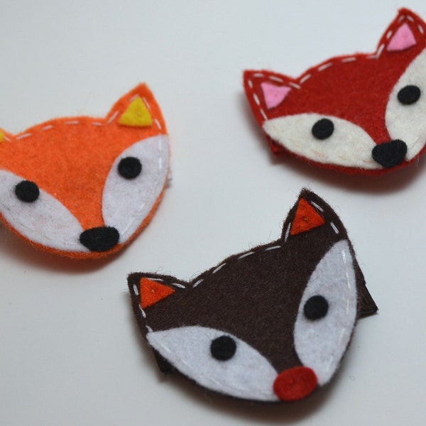 Fox Felt Hair Clippie - You Pick Your Favorite Color