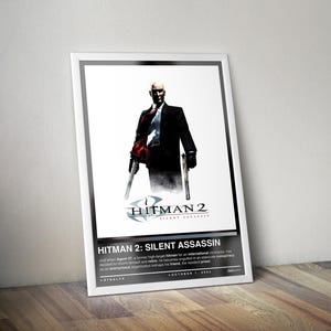 Hitman 2 Silent Assasin Poster Print | Hitman Cover | Gaming Poster | 4 Colors | Gaming Decor | Video Game Poster | Gaming Gift | Gaming Art