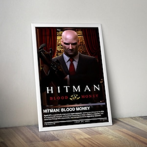 Hitman Blood Money Poster Print | Hitman Cover | Gaming Poster | 4 Colors | Gaming Decor | Video Game Poster | Gaming Gift, Video Game Print