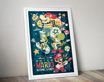 Super Mario Poster | Super Mario Prints | Retro Game Poster | Video Game Posters | Gaming Posters | Video Game Prints | Gaming Gifts
