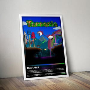 Terraria Poster Print | Terraria Cover | Gaming Poster | 4 Colors | Gaming Decor | Video Game Poster | Gaming Gift | Video Game Print