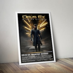 Deus Ex Mankind Divided Poster Print | Gaming Cover, Gaming Poster, 4 Colors, Gaming Decor, Video Game Poster, Gaming Gift, Video Game Print