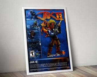 Jak 2 Poster Print | Gaming Cover | Gaming Poster | 4 Colors | Gaming Decor | Video Game Poster | Gaming Gift | Video Game Print