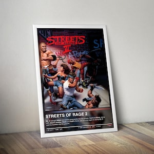 Streets of Rage 2 Poster | Streets of Rage Print | Gaming Poster | 4 Colors | Gaming Decor, Video Game Poster, Gaming Gift, Video Game Print