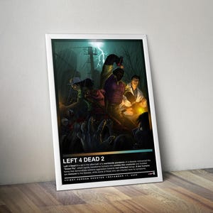 Plakat Left 4 Dead 2 | Wydruk Left 4 Dead 2 | Plakat do gier | 4 kolory | Dekoracje do gier | Plakaty do gier wideo | Prezenty do gier | Sztuki ścienne do gier