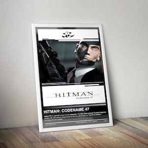 Hitman Codename 47 Poster Print | Hitman Cover | Gaming Poster | 4 Colors | Gaming Decor | Video Game Poster | Gaming Gift, Video Game Print