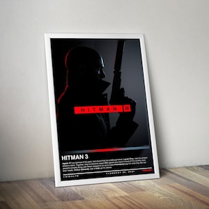 Hitman 3 Poster Print | Hitman Cover | Gaming Poster | 4 Colors | Gaming Decor | Video Game Posters | Gaming Gifts | Video Game Prints