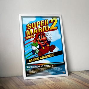 Super Mario Bros 2 Poster | Super Mario Druck | Gaming Poster | 4 Farben | Gaming Dekor | Videospiel Poster | Gaming Geschenk | Gaming Wandkunst