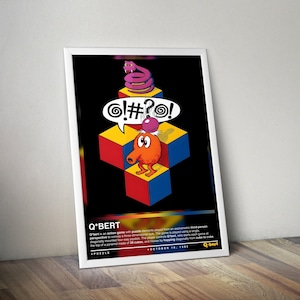 Qbert Poster | Qbert Print | Gaming Posters | 4 Colors | Gaming Decor | Video Game Poster | Gaming Gift | Gaming Wall Art | Video Game Print
