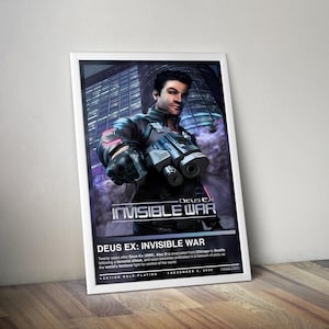 Deus Ex Invisible War Poster Print | Gaming Cover | Gaming Poster | 4 Colors, Gaming Decor, Video Game Poster, Gaming Gift, Video Game Print