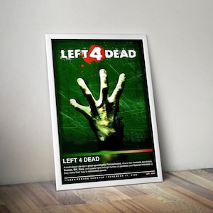 Plakat Left 4 Dead | Wydruk Left 4 Dead | Plakat do gier | 4 kolory | Dekoracje do gier | Plakaty do gier wideo | Prezenty do gier | Sztuki ścienne do gier