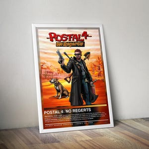 Postal 4 No Regerts Poster Print | Postal Cover | Gaming Poster | 4 Colors | Gaming Decor | Video Game Poster, Gaming Gift, Video Game Print