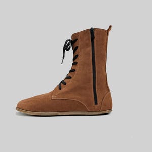 MEN Nubuck Boots for WIDER Foot, Barefoot TAN Handmade Shoes ,Turkish Medieval Boots, Winter, Christmas Gift