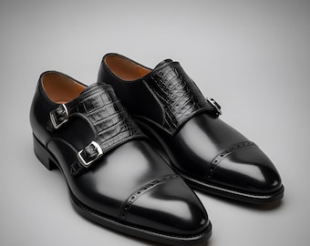 Giorgio Brutini Black Leather Single Monk Strap Oxfords MONK Strap Shoes GIORGIO BRUTINI Black Leather Monk Shoes  main image 3